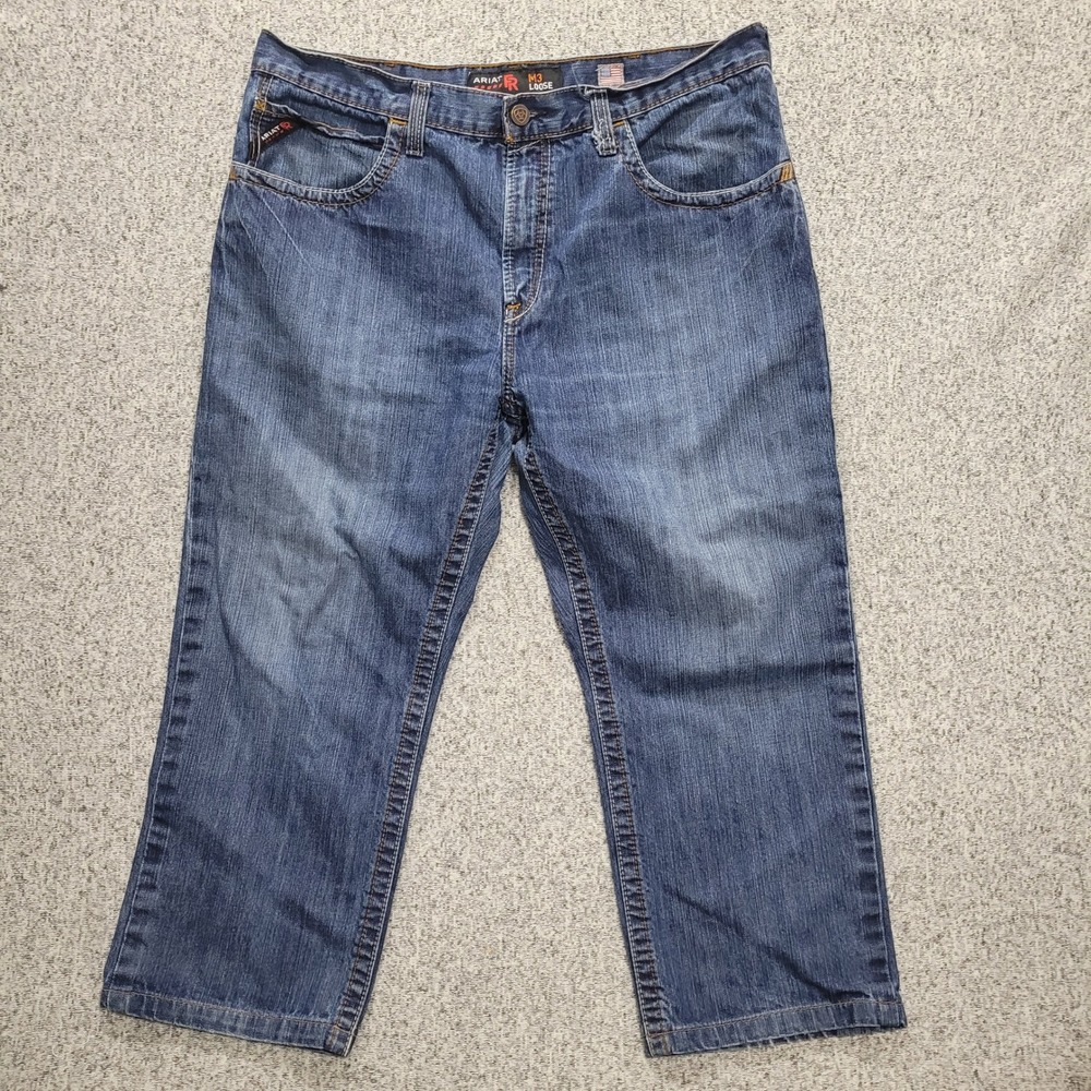 Ariat FR M3 Loose Fit Jeans Mens 38x30 Hemmed 26" Inseam FR Denim